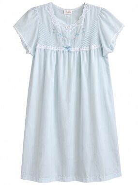 Vintage Embroidered Lace Trim Nightgown Sleep Dress Cottage Core Midsize Fashion